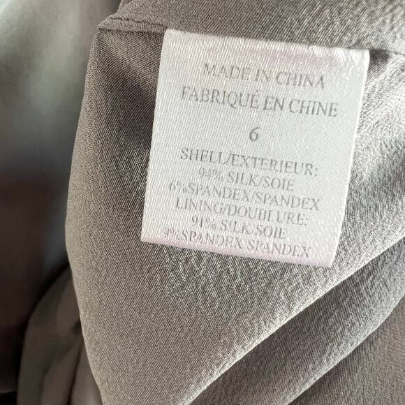 Theory Gray Draped Neck Silk Blend Sleeveless Dress with Pockets Size 6 - Picture 5 of 9